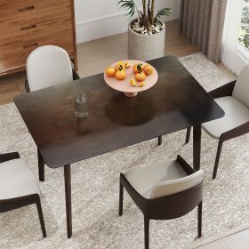 47.2 Rectangle Dining Table For 4, Mid-Century Modern Kitchen Table With Rubber Wood Frame For Dining Room, Mahogany