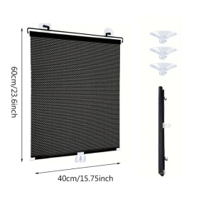 2 Pack Blackout Roller Shades With 6 Pcs Suction Cups Retractable Portable Window Cover