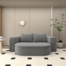 Folding Sofa Bed, Convertible Futon Sleeper Bed, 2-in-1 Foldable Floor Mattress With 2 Pillows, Breathable High-Density Foam Lazy Couch, Comfy Lo (Option: Light Gray)