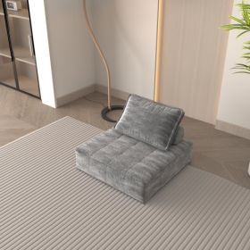 Modern Modular Sectional Single Sofa Couch Single Square Sofa Modern Armless Floor Sofa Couch Accent Armless Chair With Removable Back Cushion Fo (Color: Grey)