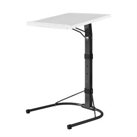 1Pc Folding Tray Table Portable Sofa TV Tray Laptop Desk C Side Adjustable Eating Dinner Coffee Table With 3 Adjustable Heights 3 Angles 55lbs Lo (Color: White)