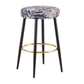 Counter Height Bar Stools Set Of 2, PU Kitchen Stools Upholstered Dining Chair Stools 24 Inches Height With Golden Footrest For Kitchen Island Co (Option: Black and Silver)