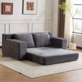 Loveseat Sofa, Comfortable Deep Seat Sofa Bed, Modern Small Corduroy Couch For Living Room Bedroom,Reversible Cushion With Pillows,No Assembly Re (Option: Loverseats)