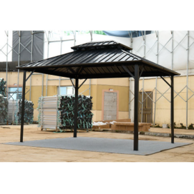 10x10FT Patic Gazebo,aluminum Gazebo With Steel Canopy,Outdoor Permanent Hardtop Gazebo Canopy For Patio, Garden, (Option: Steel Gray)