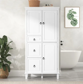 Retro Multi-Functional Storage Cabinet With Adjustable Shelves, 3 Drawers, And 3 Enclosed Compartments   Stylish And Versatile Organizer For Livi (Option: As picture)