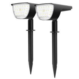 Solarek 32 LEDs Solar Landscape Spotlights IP65 Waterproof Solar Lights Auto On Off Solar Powered Security Wall Lights (Color: black)