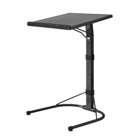 1Pc Folding Tray Table Portable Sofa TV Tray Laptop Desk C Side Adjustable Eating Dinner Coffee Table With 3 Adjustable Heights 3 Angles 55lbs Lo (Color: black)
